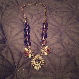 Tortoise and gem statement necklace